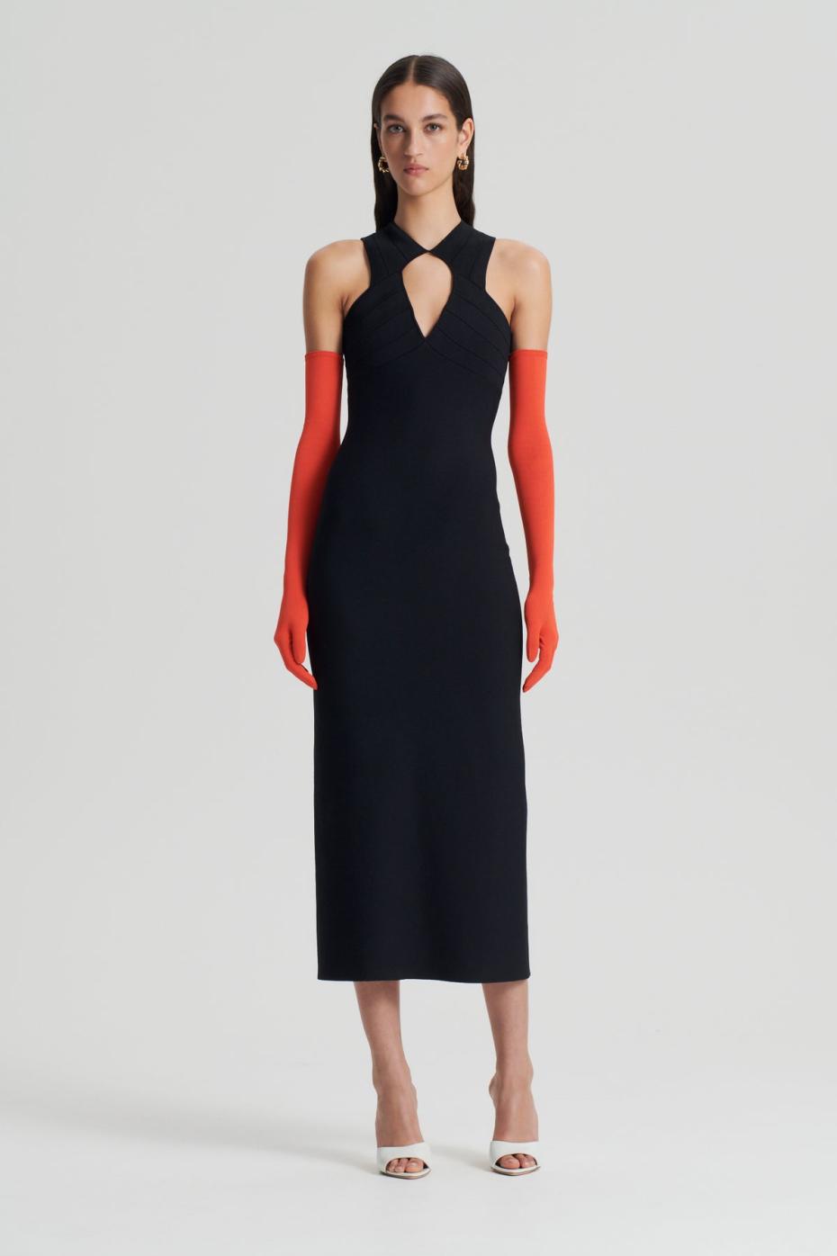 Dresses | Women Scanlan Theodore CREPE KNIT STRAPPING DRESS Black