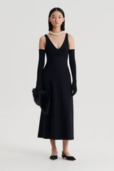 Dresses | Women Scanlan Theodore CREPE KNIT V NECK DRESS Black