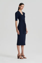 Dresses | Women Scanlan Theodore CREPE KNIT V NECK DRESS Navy