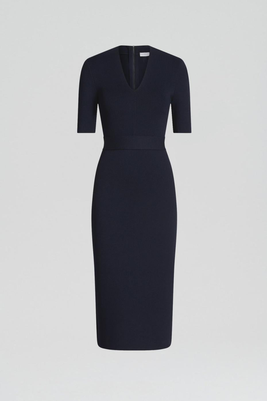 Dresses | Women Scanlan Theodore CREPE KNIT V NECK DRESS Navy