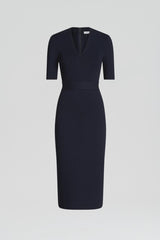 Dresses | Women Scanlan Theodore CREPE KNIT V NECK DRESS Navy