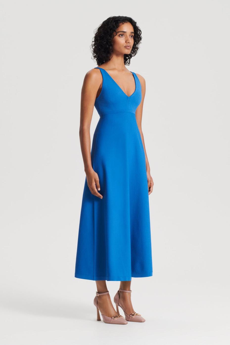 Dresses | Women Scanlan Theodore CREPE KNIT V NECK DRESS Prussian.blue