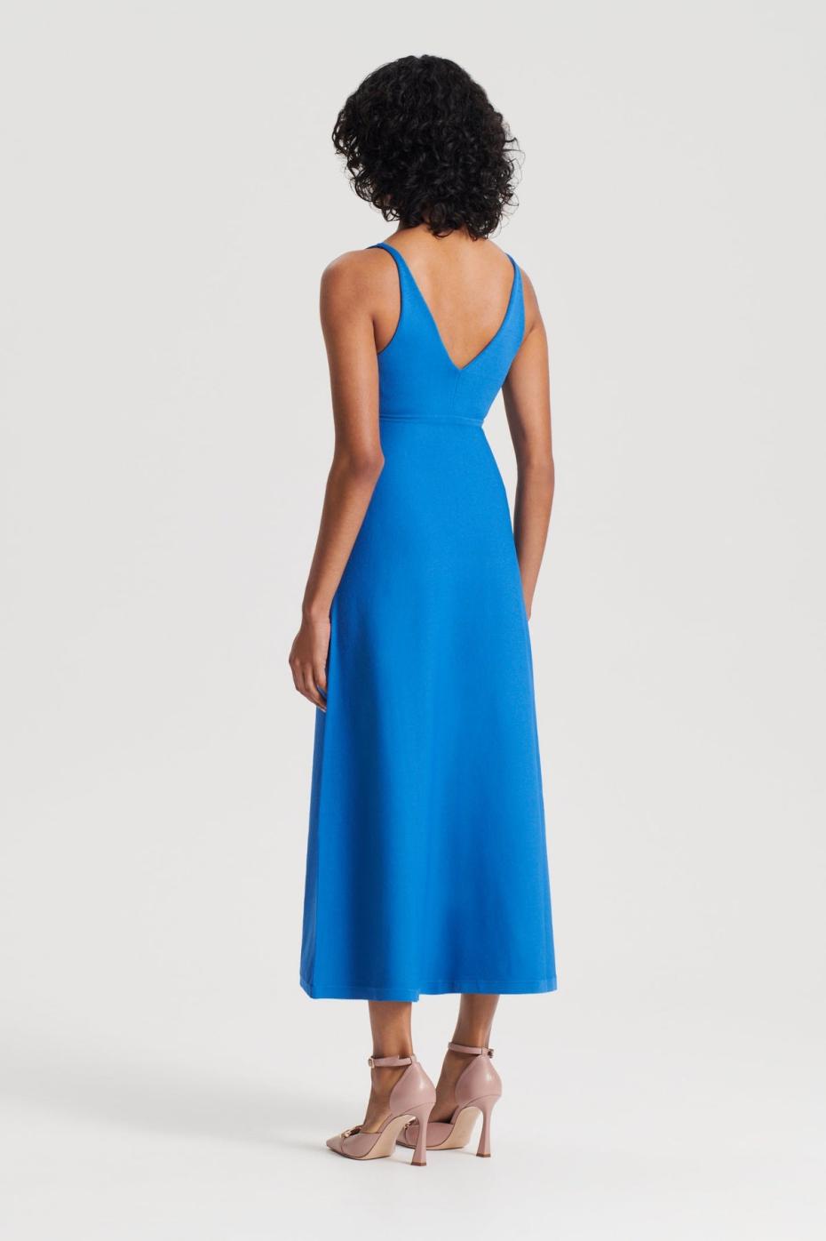 Dresses | Women Scanlan Theodore CREPE KNIT V NECK DRESS Prussian.blue