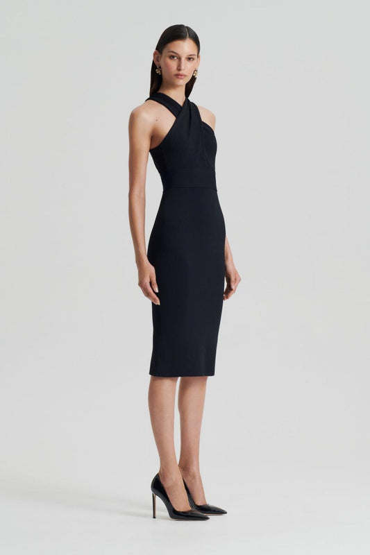 Dresses | Women Scanlan Theodore CREPE KNIT WRAP NECK DRESS Black