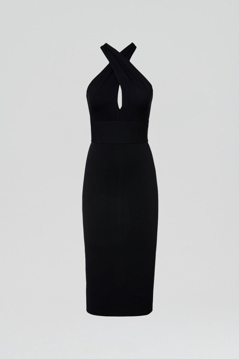 Dresses | Women Scanlan Theodore CREPE KNIT WRAP NECK DRESS Black