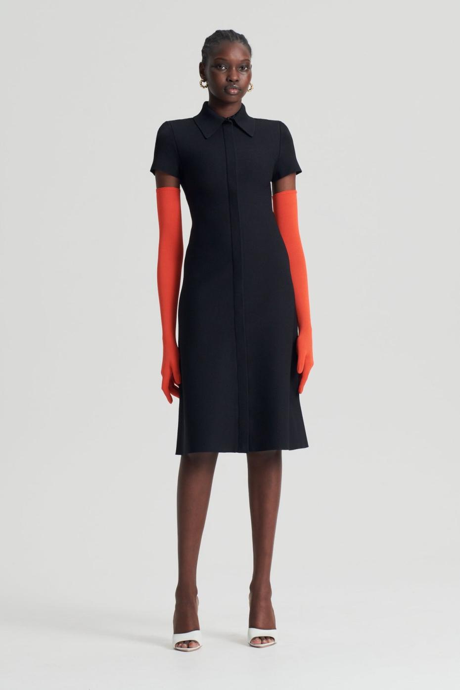 Dresses | Women Scanlan Theodore CREPE KNIT ZIP SHIRT DRESS Black