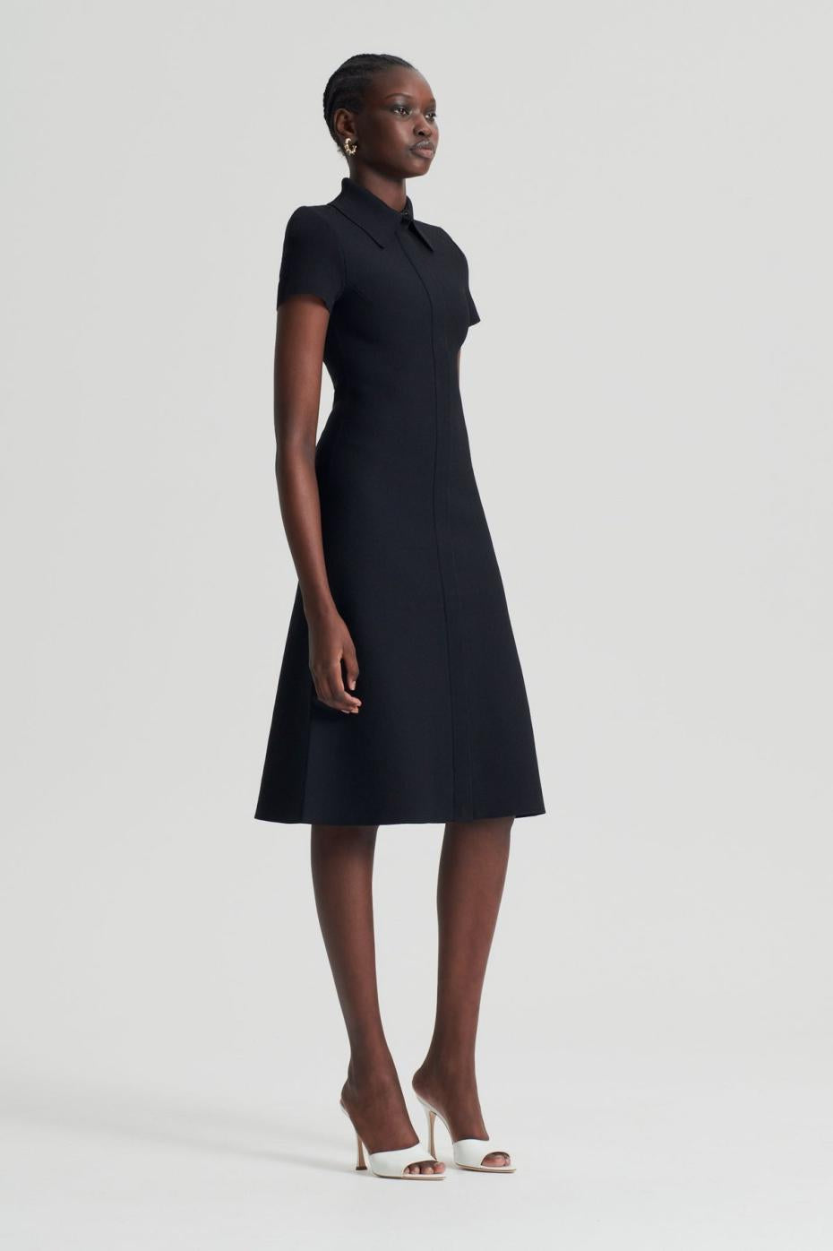 Dresses | Women Scanlan Theodore CREPE KNIT ZIP SHIRT DRESS Black