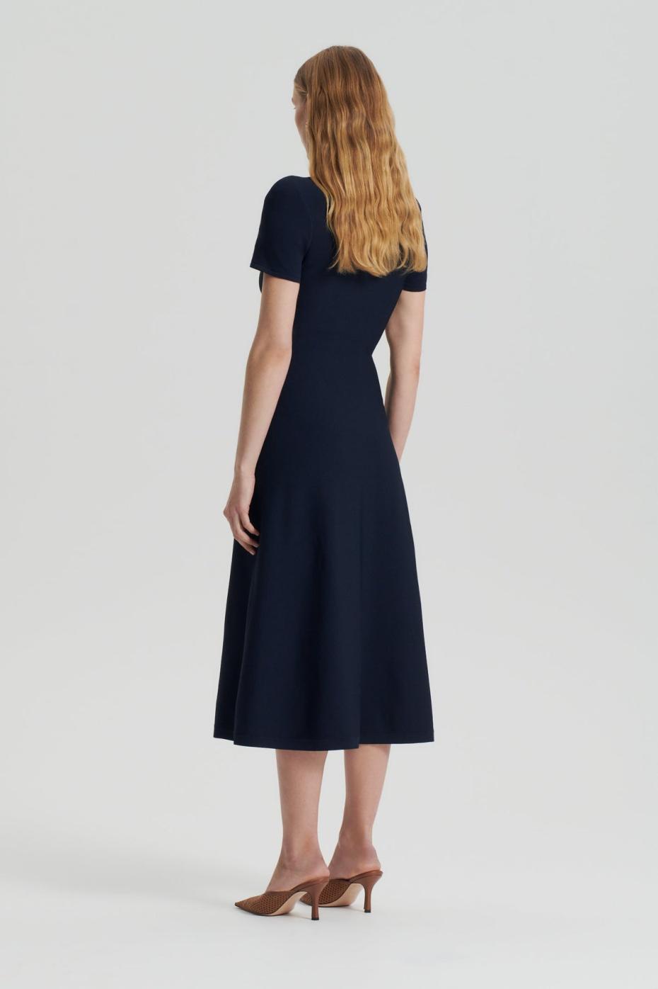 Dresses | Women Scanlan Theodore CREPE KNIT ZIP SHIRT DRESS Navy