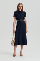 Dresses | Women Scanlan Theodore CREPE KNIT ZIP SHIRT DRESS Navy