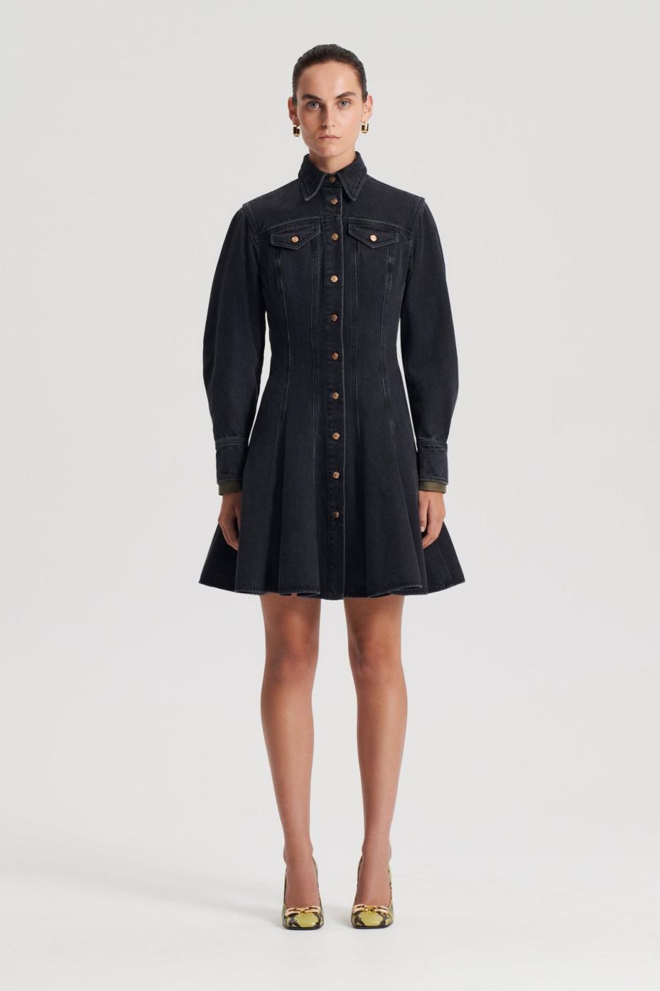 Dresses | Women Scanlan Theodore DENIM MINI DRESS Washed Black G