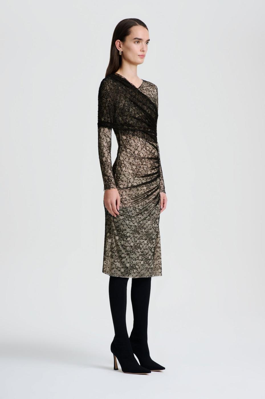 Dresses | Women Scanlan Theodore LACE DRAPE DRESS Black