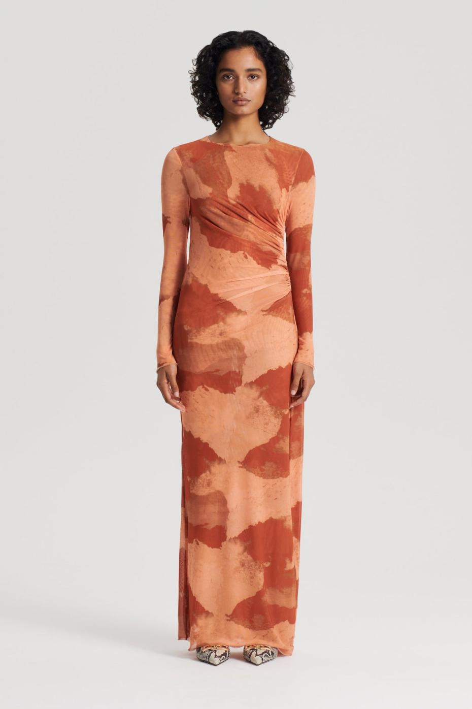 Dresses | Women Scanlan Theodore MESH CLOUD PRINT DRESS Tan