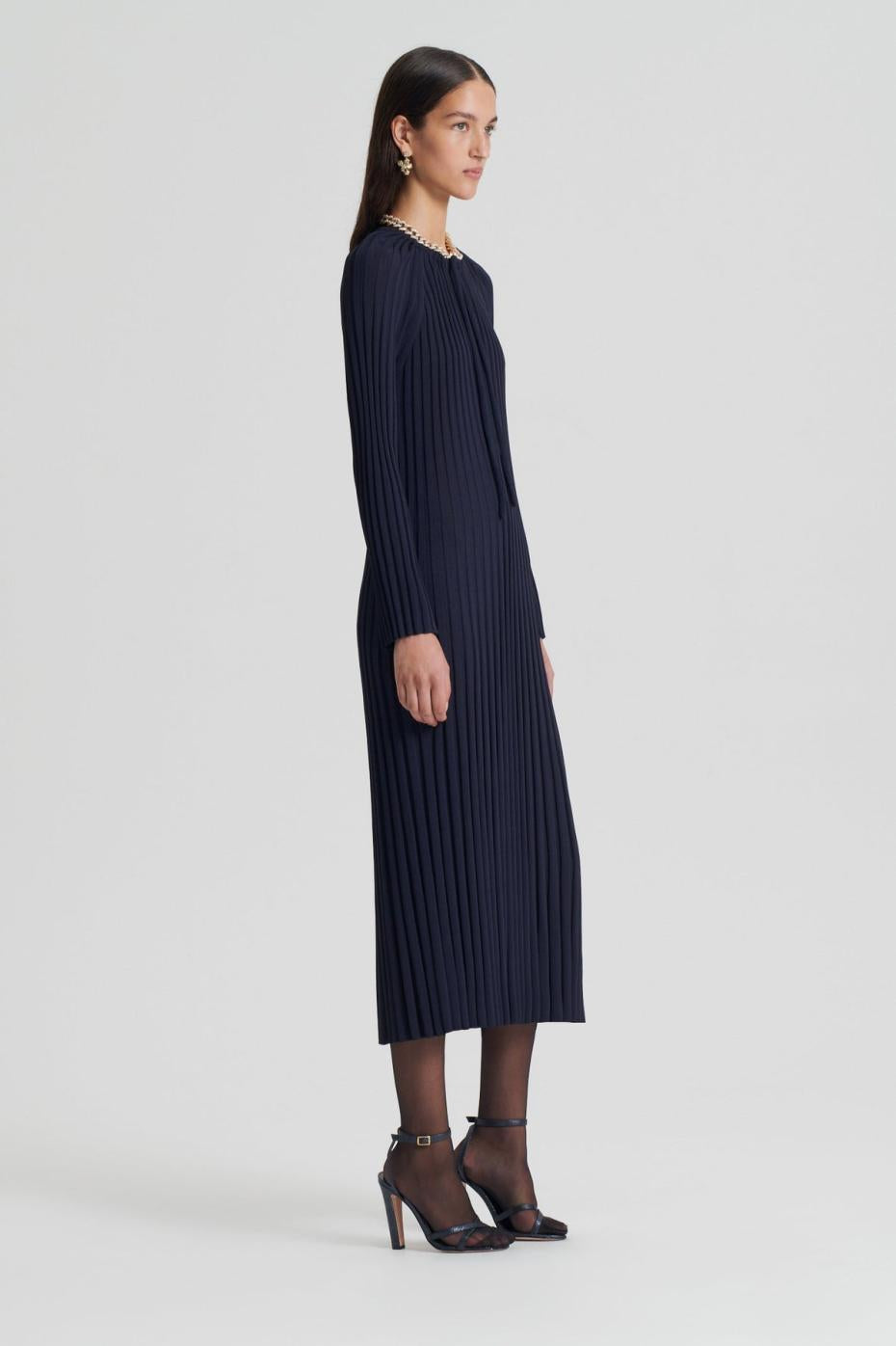 Dresses | Women Scanlan Theodore PLEATED RIB DRAWCORD DRESS Navy
