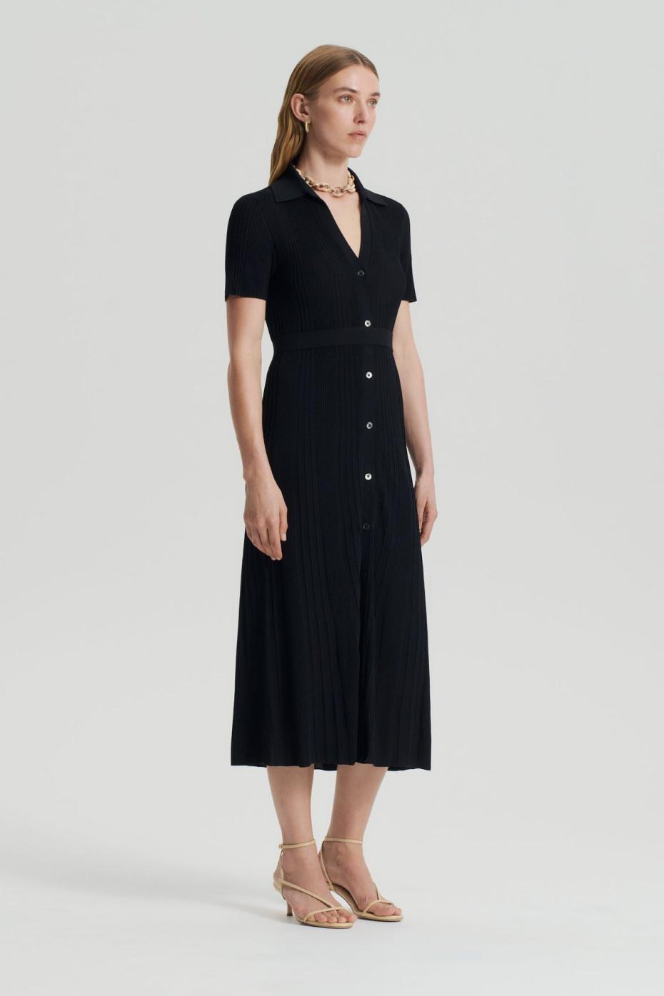 Dresses | Women Scanlan Theodore PLEATED RIB PLACKET DRESS Black