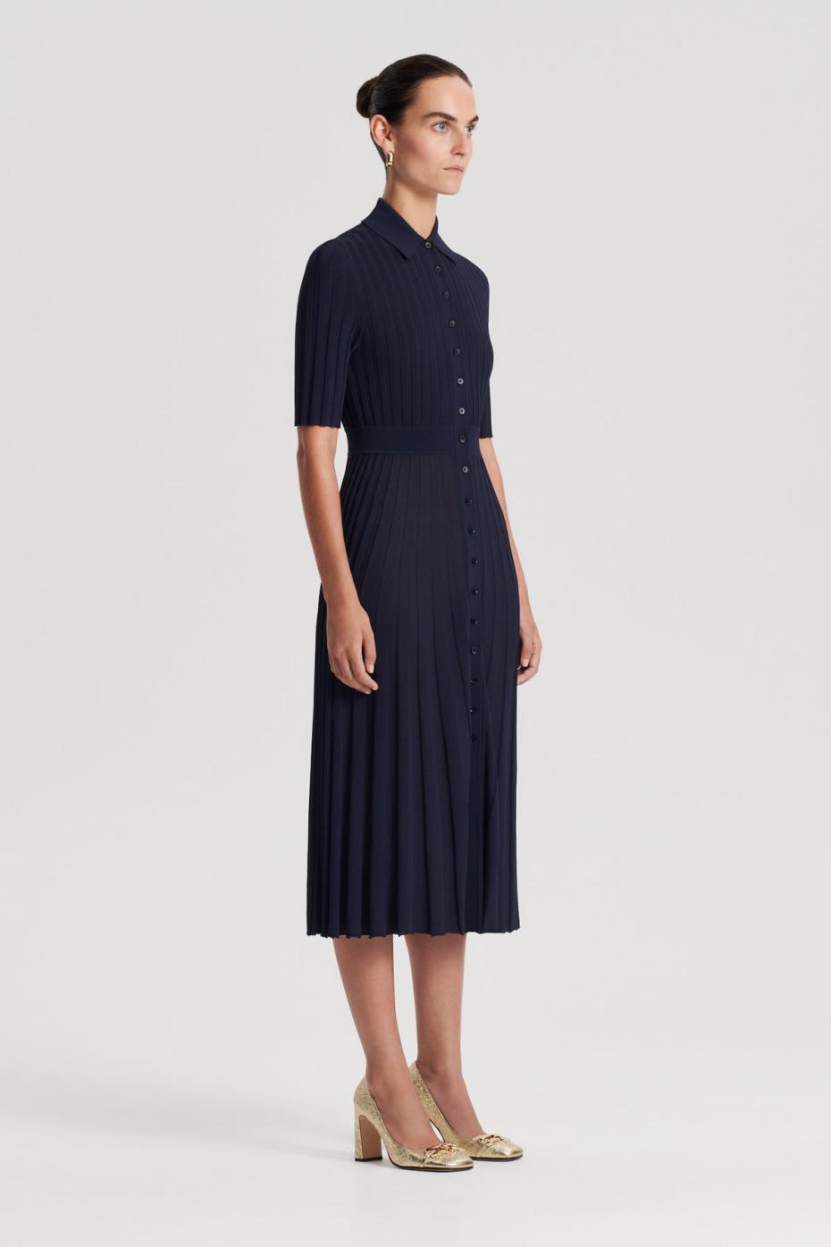 Dresses | Women Scanlan Theodore PLEATED RIB SHIRT DRESS Navy
