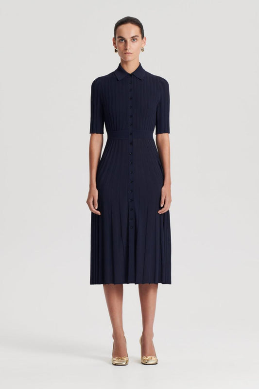 Dresses | Women Scanlan Theodore PLEATED RIB SHIRT DRESS Navy
