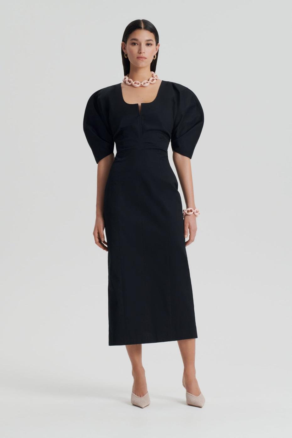 Dresses | Women Scanlan Theodore SATEEN COTTON TAILORED DRESS Black
