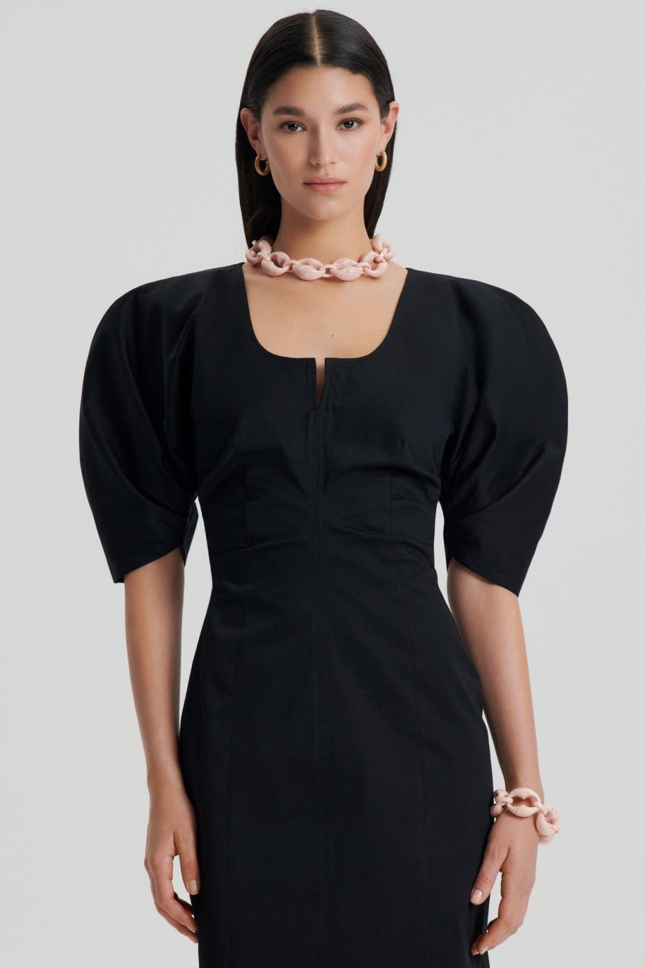 Dresses | Women Scanlan Theodore SATEEN COTTON TAILORED DRESS Black