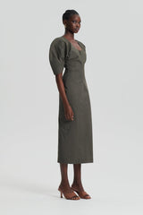 Dresses | Women Scanlan Theodore SATEEN COTTON TAILORED DRESS Khaki
