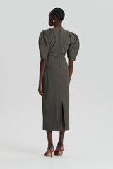 Dresses | Women Scanlan Theodore SATEEN COTTON TAILORED DRESS Khaki