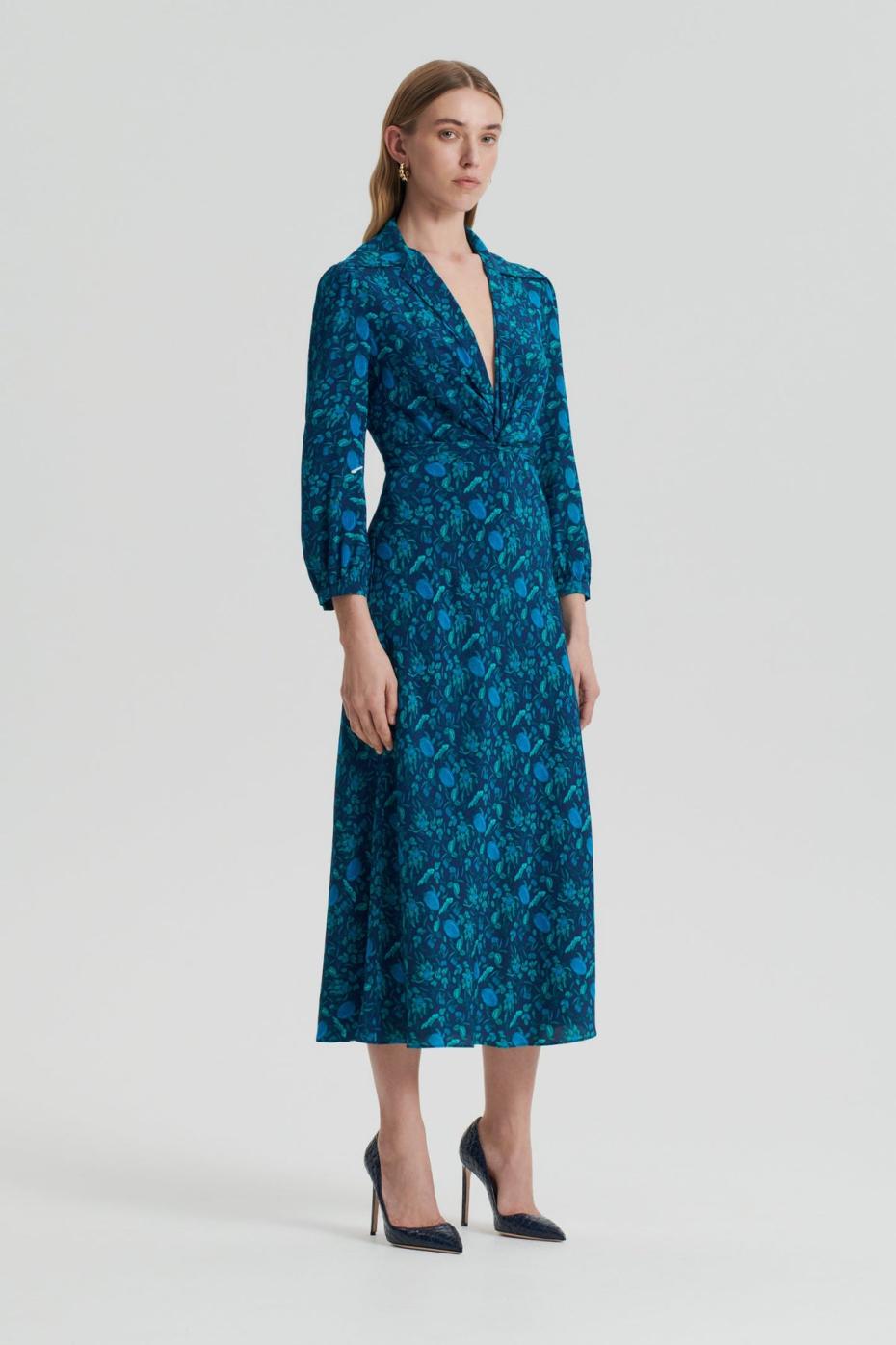 Dresses | Women Scanlan Theodore SILK BOTANICAL DRESS Navy