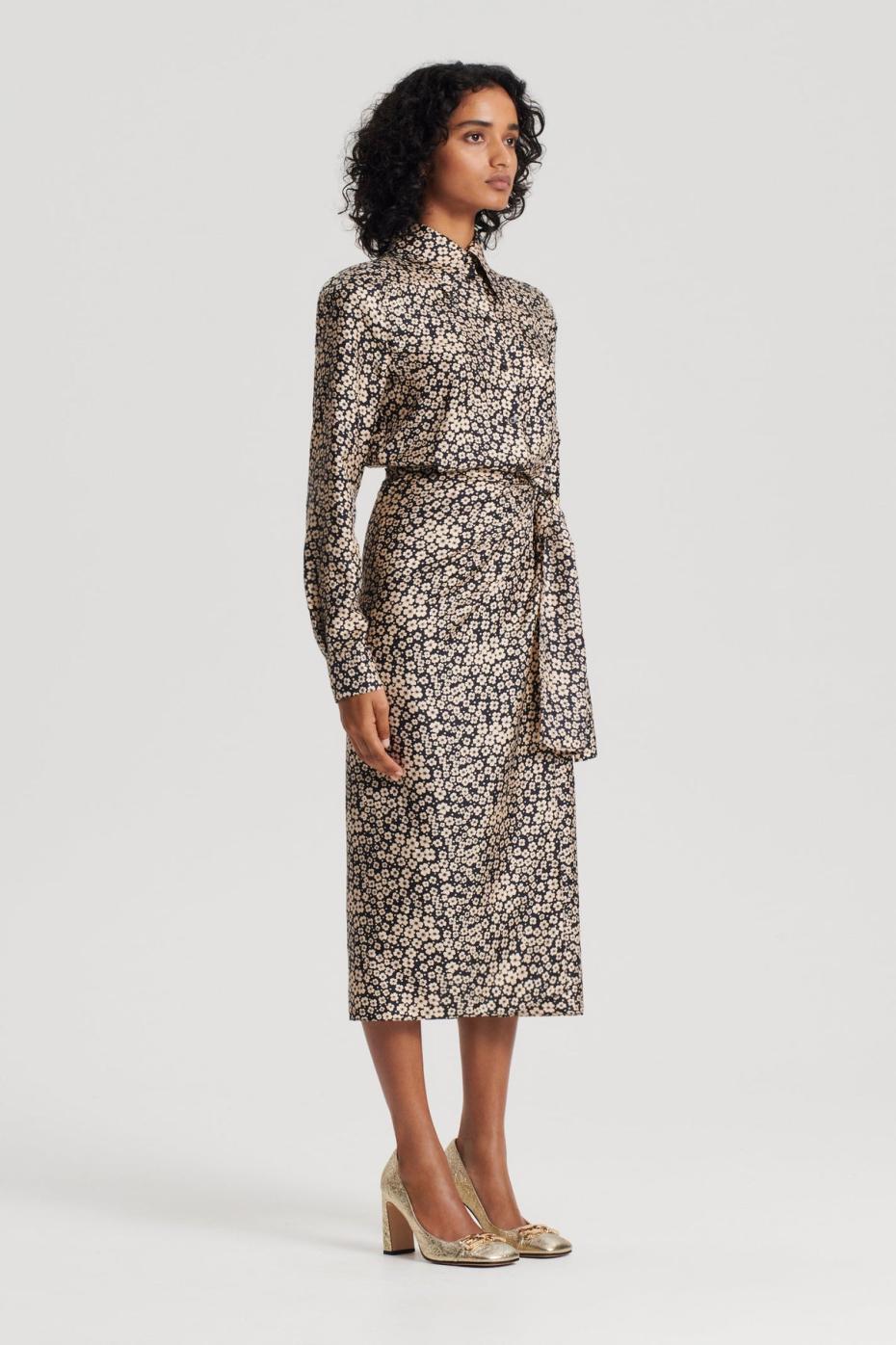 Dresses | Women Scanlan Theodore SILK FLORAL WRAP DRESS Navy