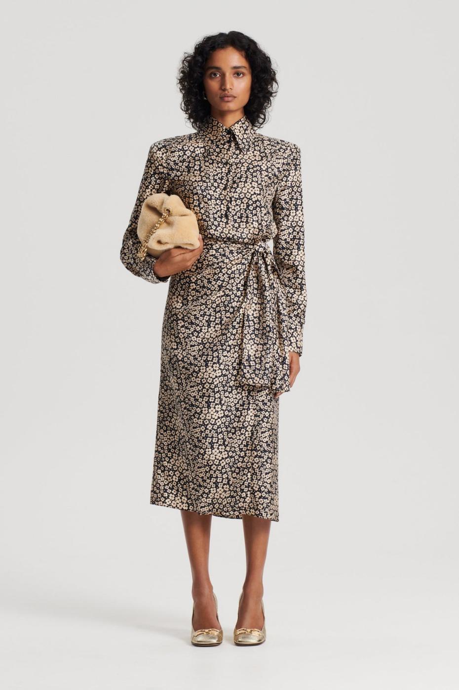 Dresses | Women Scanlan Theodore SILK FLORAL WRAP DRESS Navy