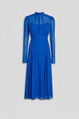 Dresses | Women Scanlan Theodore SILK GEORGETTE GATHER NECK DRESS Cobalt