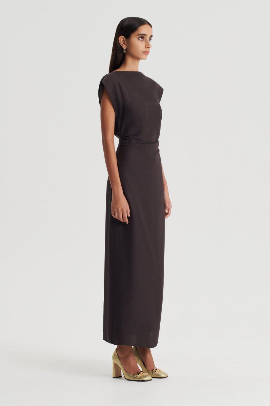 Dresses | Women Scanlan Theodore SILK JACQUARD DRESS Espresso