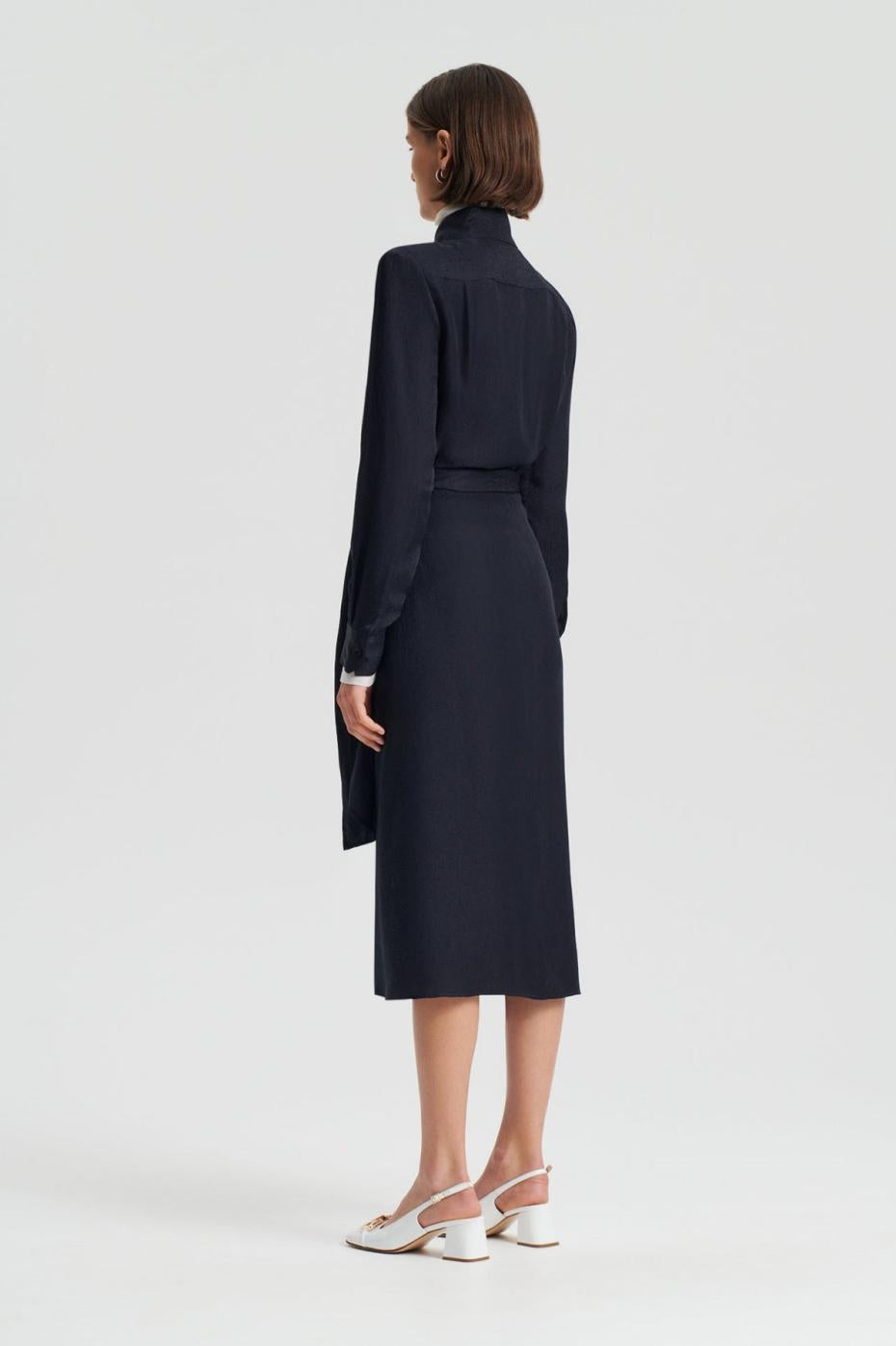 Dresses | Women Scanlan Theodore SILK JAQUARD WRAP DRESS Navy