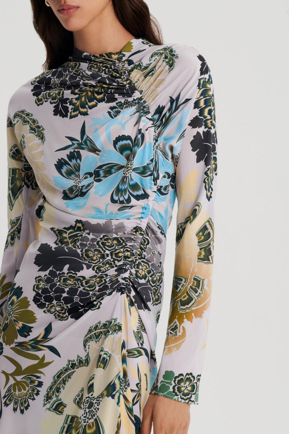 Dresses | Women Scanlan Theodore SILK PRINT GATHER DRESS Pale.grey