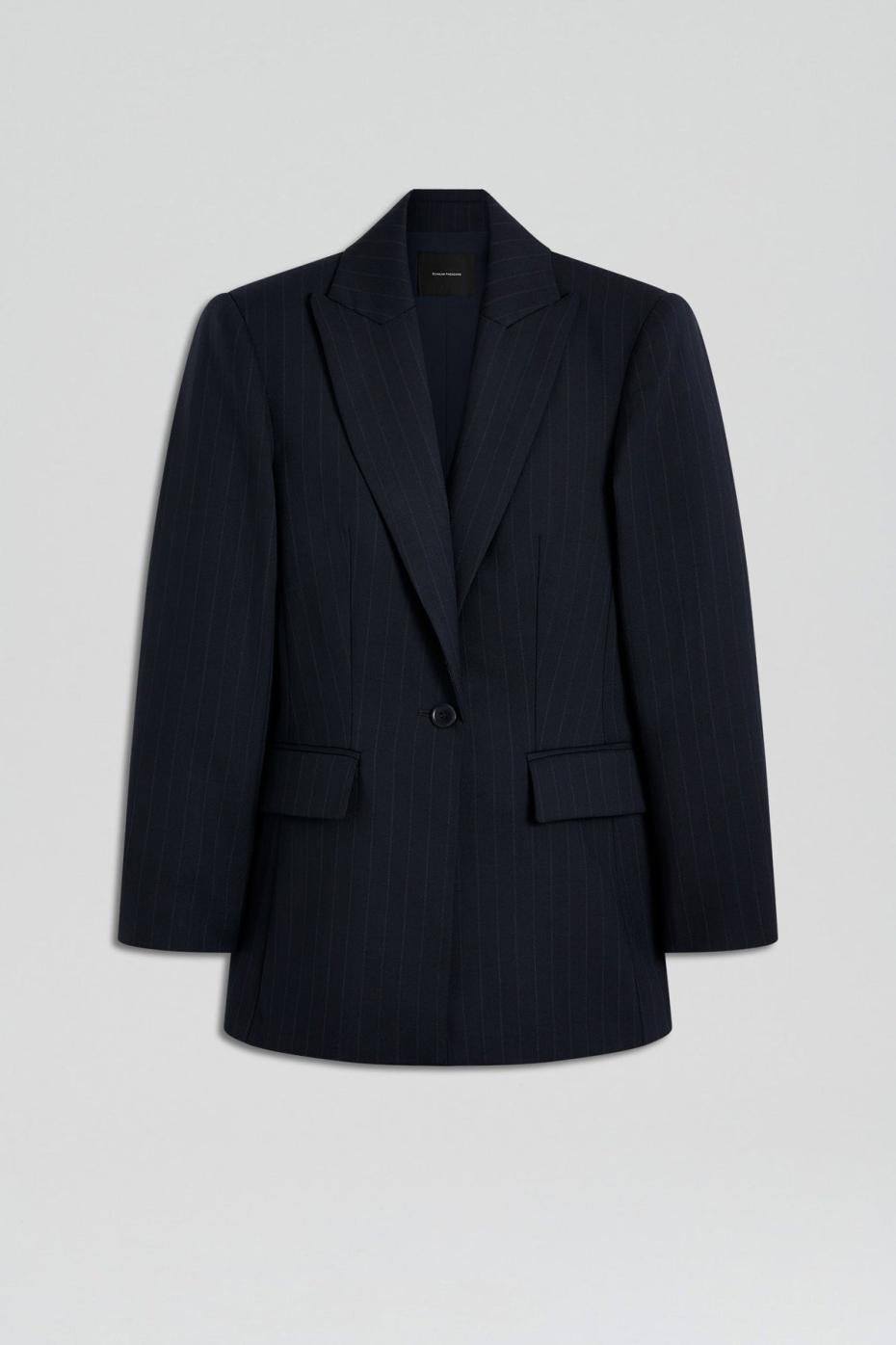 Jackets | Women Scanlan Theodore CHALK STRIPE TAILORED JACKET Navy
