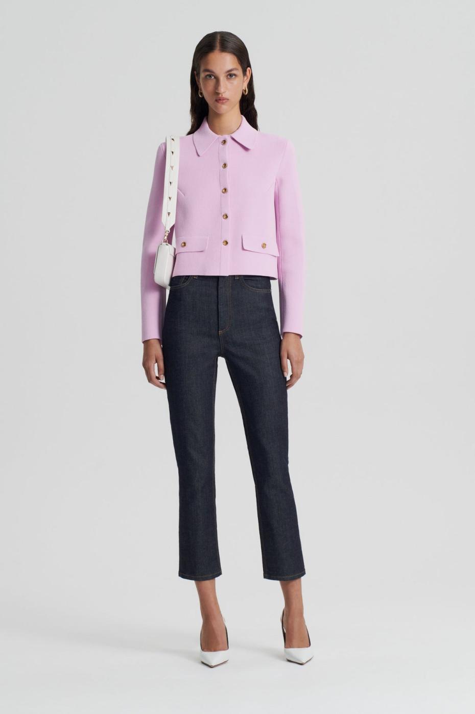 Jackets | Women Scanlan Theodore CREPE KNIT BUTTON JACKET Mauve