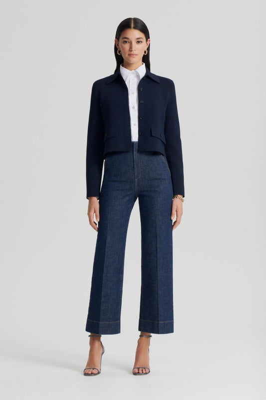 Jackets | Women Scanlan Theodore CREPE KNIT BUTTON JACKET Navy