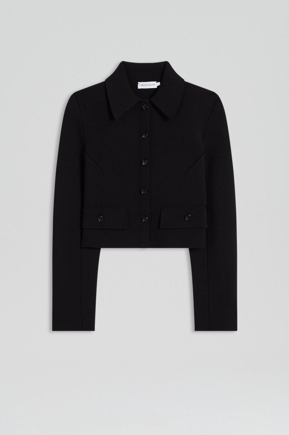 Jackets | Women Scanlan Theodore CREPE KNIT CROP BUTTON JACKET Black