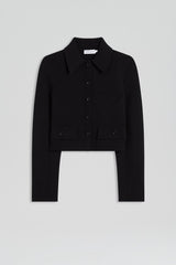 Jackets | Women Scanlan Theodore CREPE KNIT CROP BUTTON JACKET Black