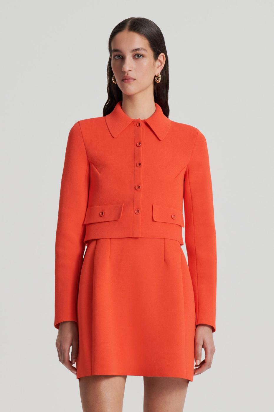 Jackets | Women Scanlan Theodore CREPE KNIT CROP BUTTON JACKET Crayon