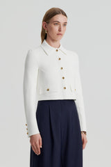 Jackets | Women Scanlan Theodore CREPE KNIT CROP BUTTON JACKET Cream Gold