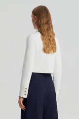 Jackets | Women Scanlan Theodore CREPE KNIT CROP BUTTON JACKET Cream Gold