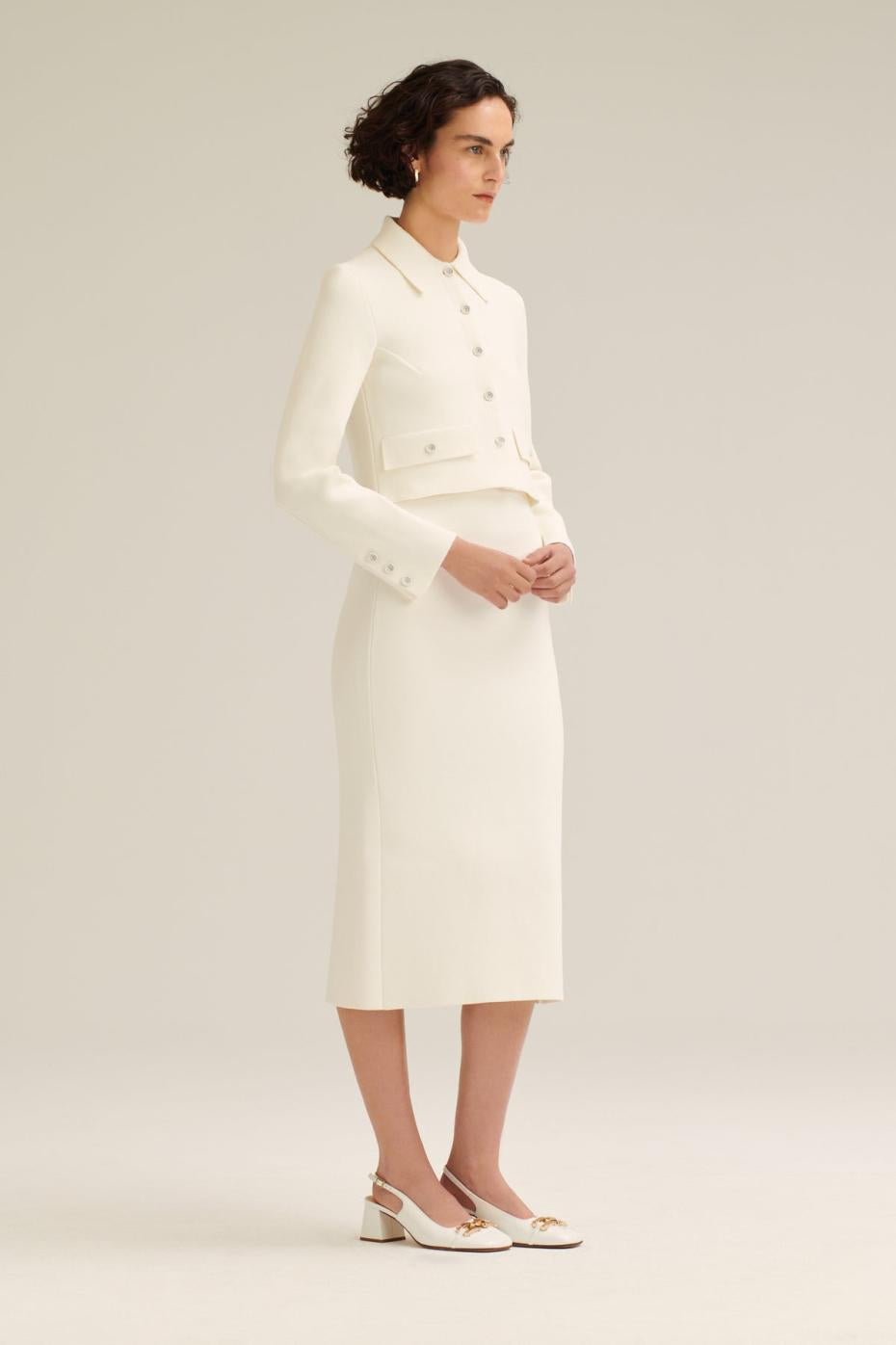 Jackets | Women Scanlan Theodore CREPE KNIT CROP BUTTON JACKET Cream