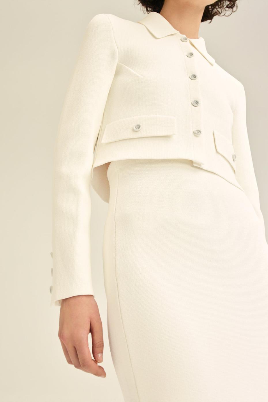 Jackets | Women Scanlan Theodore CREPE KNIT CROP BUTTON JACKET Cream