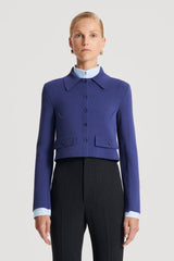 Jackets | Women Scanlan Theodore CREPE KNIT CROP BUTTON JACKET Royal