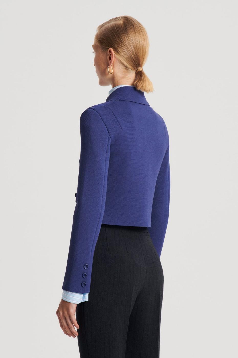 Jackets | Women Scanlan Theodore CREPE KNIT CROP BUTTON JACKET Royal