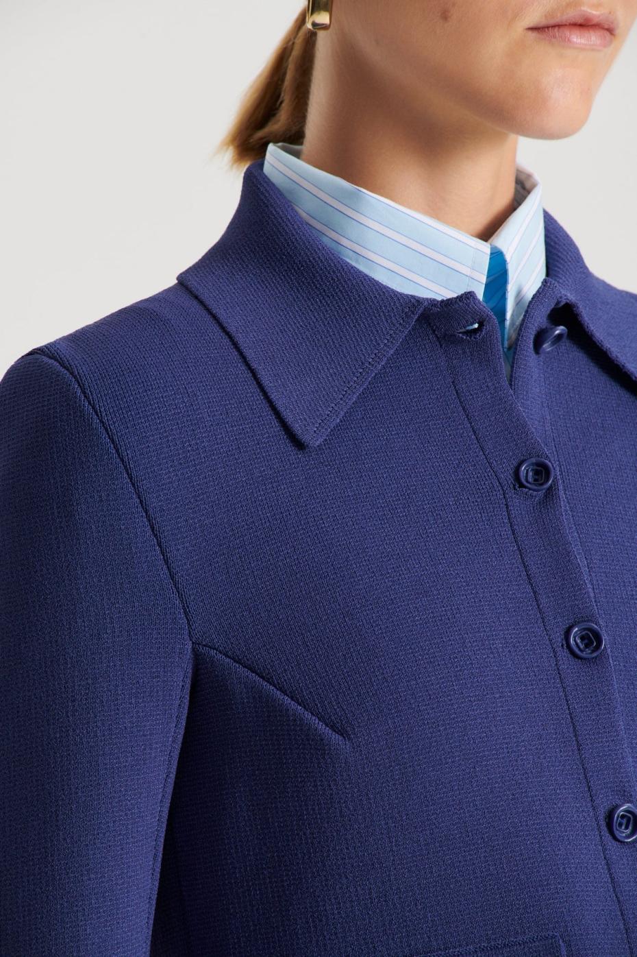 Jackets | Women Scanlan Theodore CREPE KNIT CROP BUTTON JACKET Royal