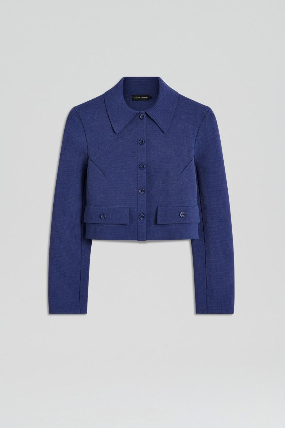 Jackets | Women Scanlan Theodore CREPE KNIT CROP BUTTON JACKET Royal