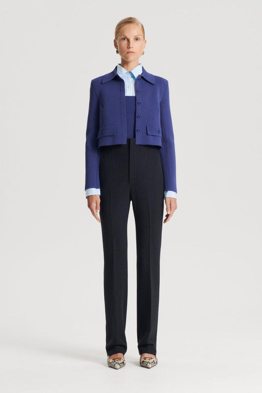 Jackets | Women Scanlan Theodore CREPE KNIT CROP BUTTON JACKET Royal