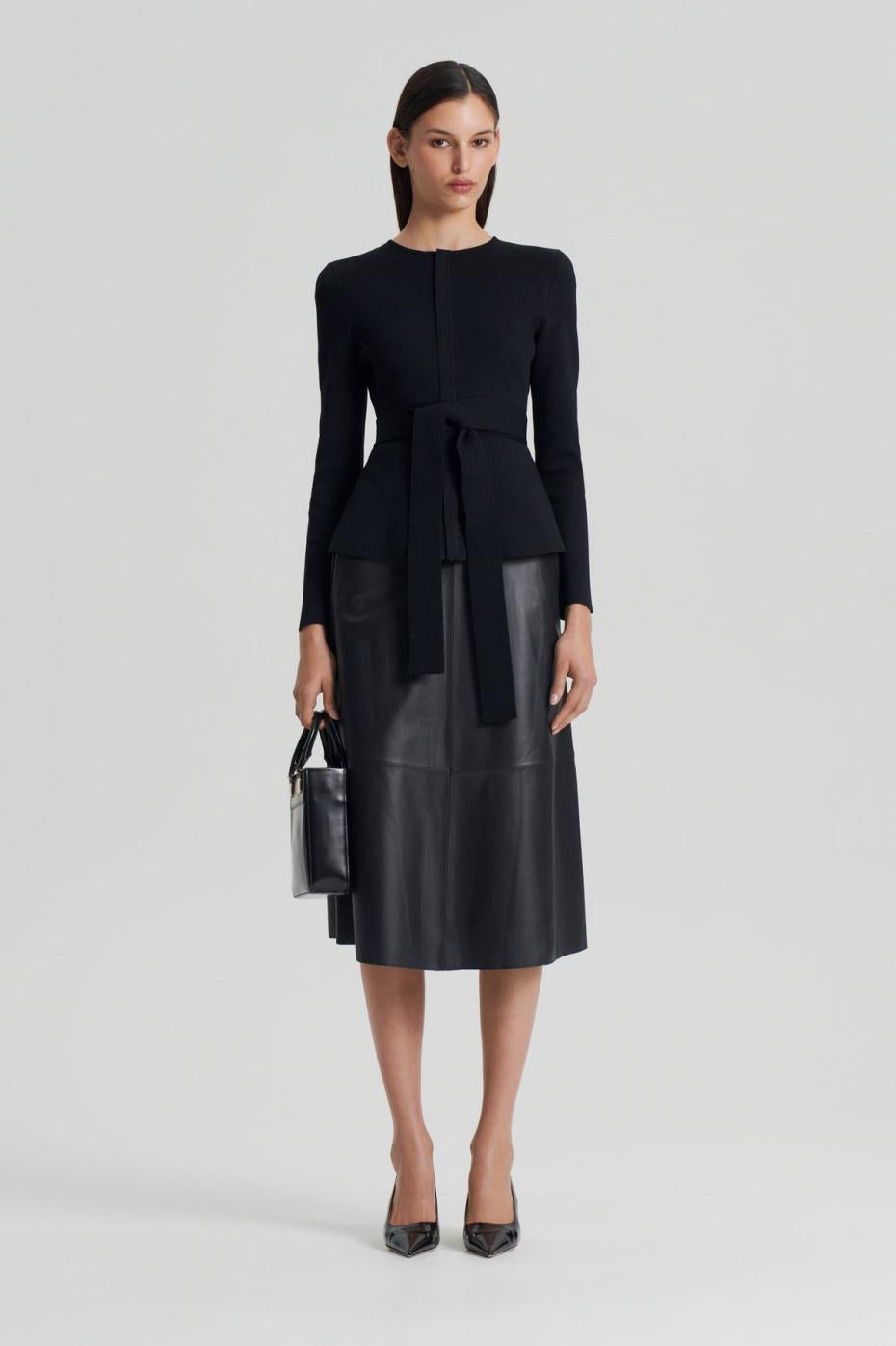 Jackets | Women Scanlan Theodore CREPE KNIT CURVED HEM JACKET Black