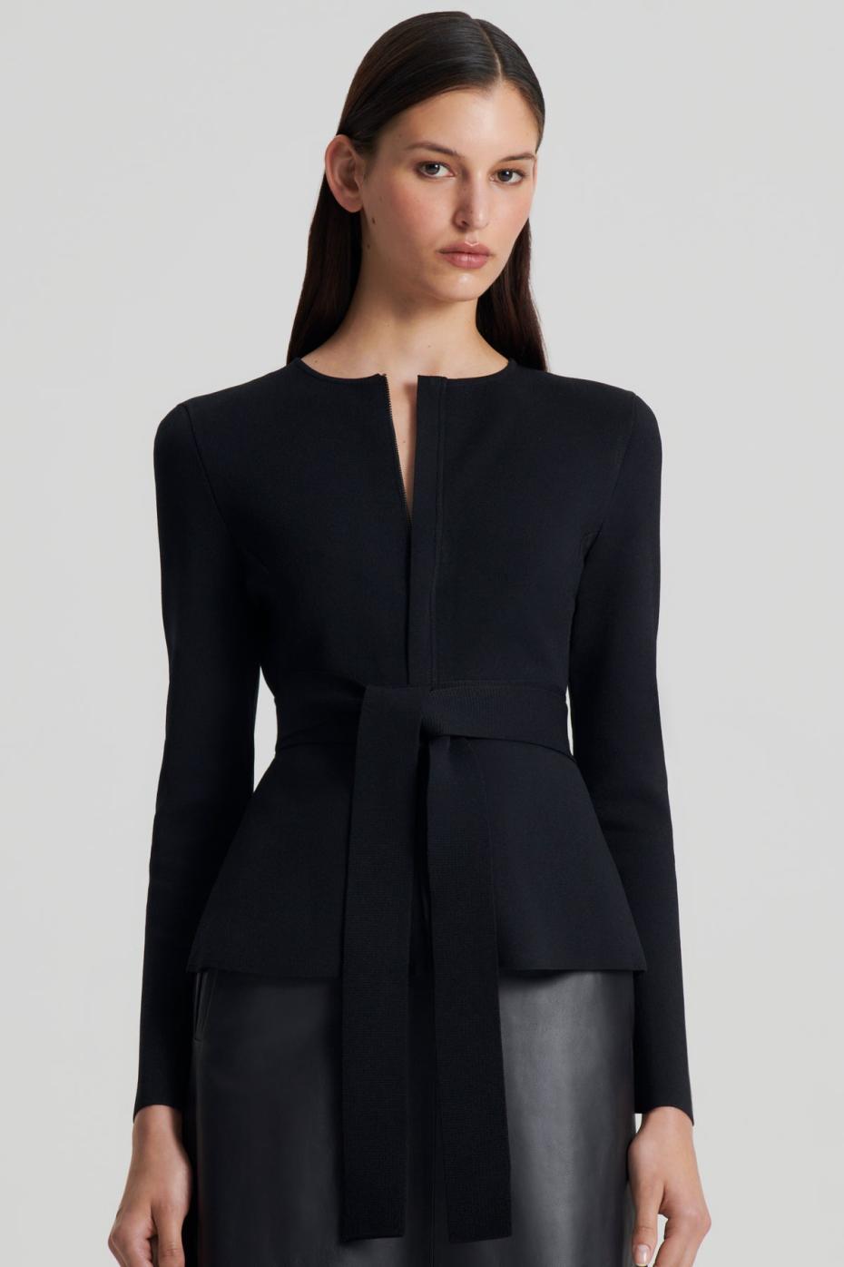 Jackets | Women Scanlan Theodore CREPE KNIT CURVED HEM JACKET Black