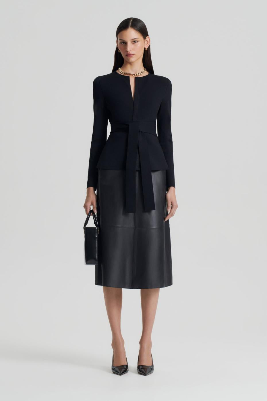 Jackets | Women Scanlan Theodore CREPE KNIT CURVED HEM JACKET Black