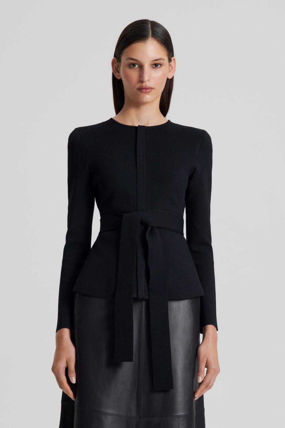 Jackets | Women Scanlan Theodore CREPE KNIT CURVED HEM JACKET Black